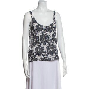 ALC Silk Scoop Neck Printed Blouse Size XS, Front Button